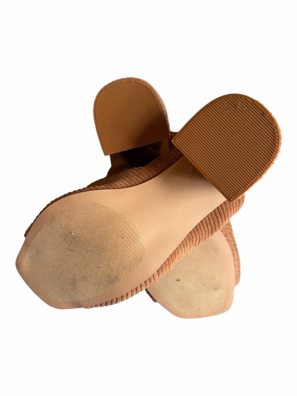 Lulu's Ribbed Tan Block Heel Mule Sandals - Picture 5 of 6